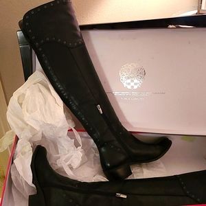 Vince Camuto Blk Silky Leather Boots